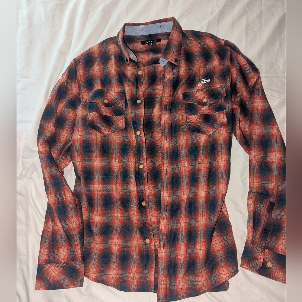 Akoo Men's Large Long Sleeve Flannel Shirt